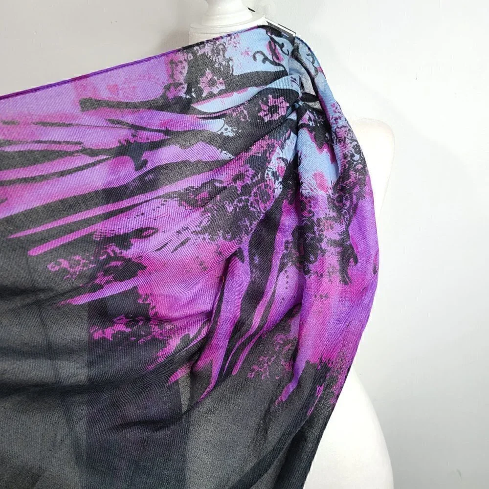 NWT APT 9 Pink Purple Fever Eclipse Big Rectangle Fringe Scarf Wrap